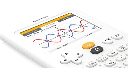 The graphing calculator with a pretty function drawn